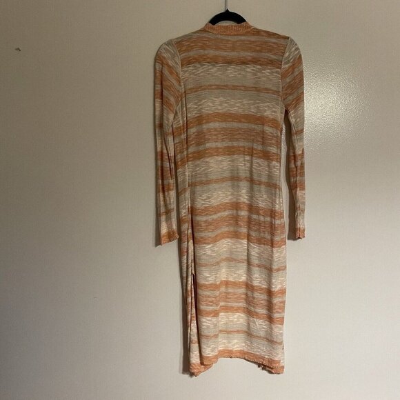 Maurices Women Sz M Peach/Cream Striped Open Front Lightweight Cardigan Sweater - Picture 10 of 10